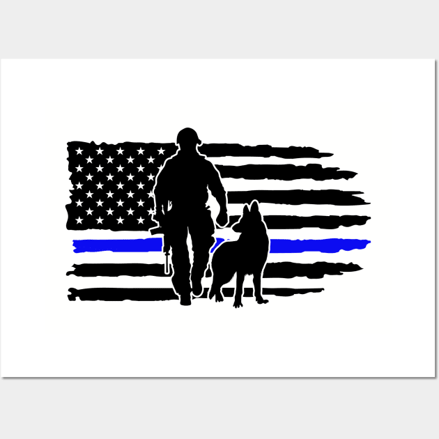 Thin Blue Line Flag for K9 Handlers Wall Art by Shirts by Jamie